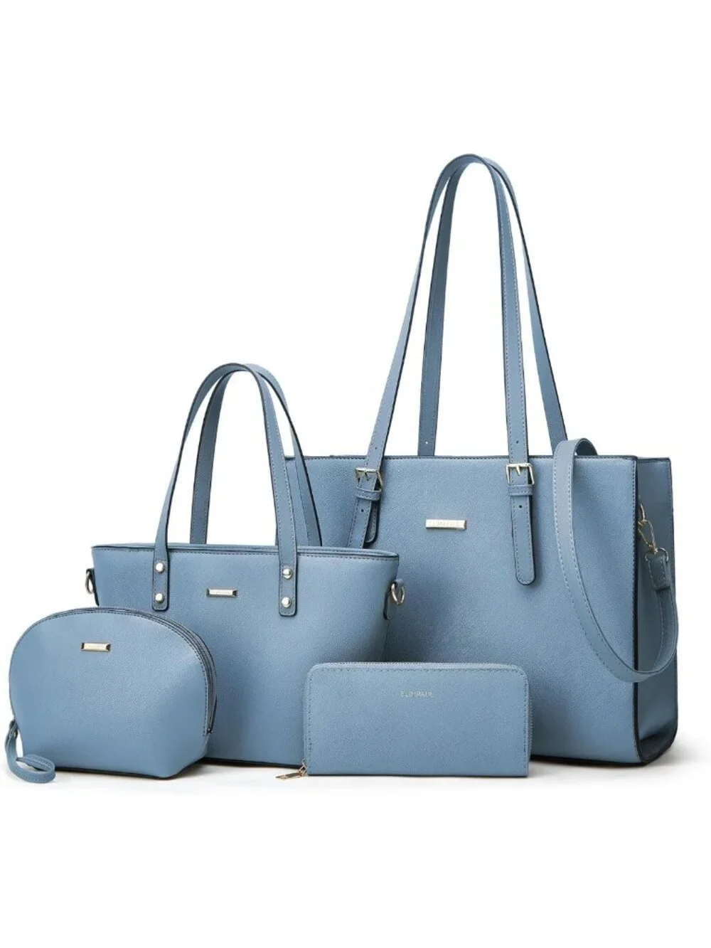 Stylish Women's Synthetic Leather Tote & Shoulder Bag Set - Chic Satchel Purse